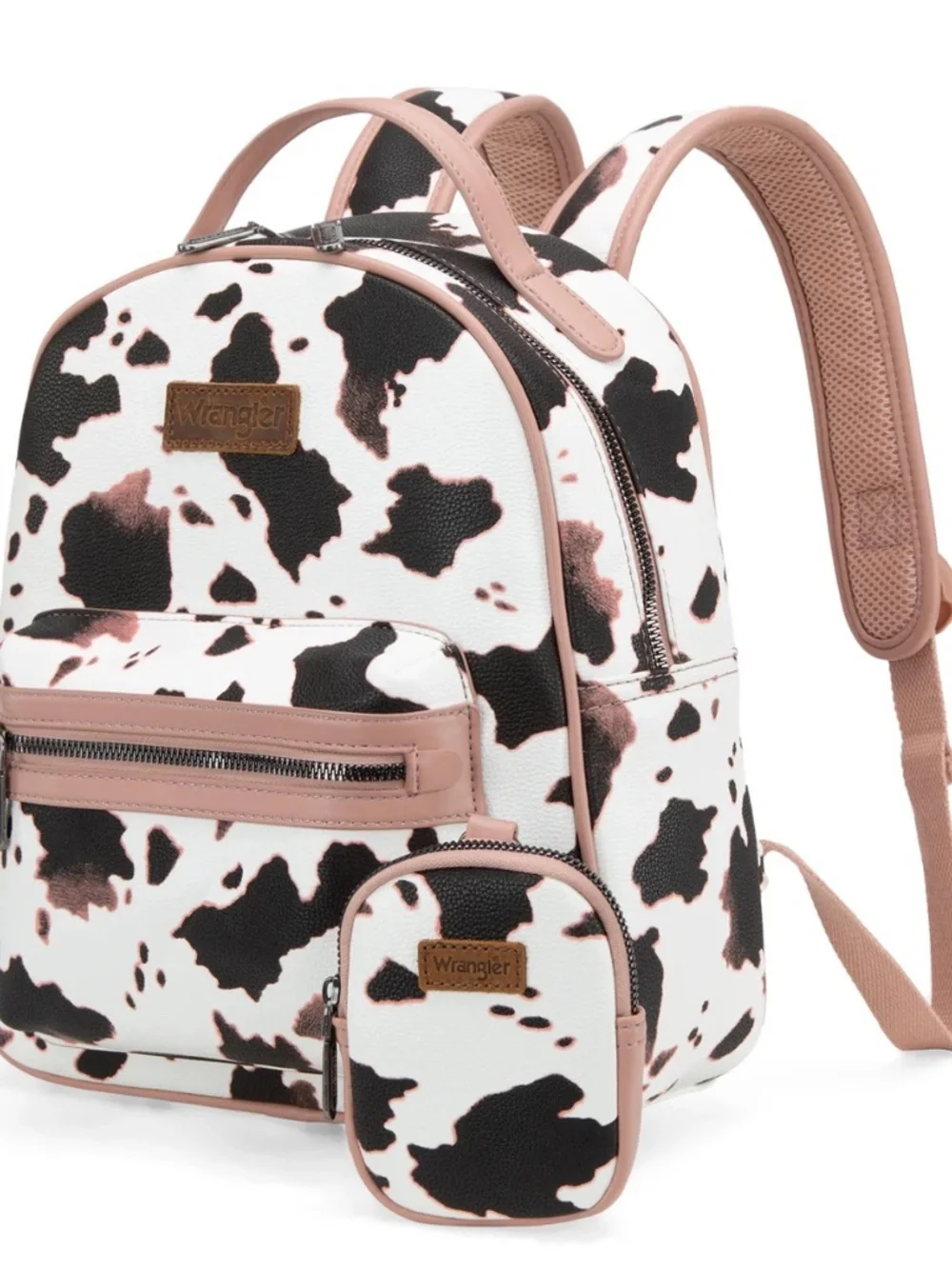 Wrangler Cow Print Backpack With Coin Pouch - Pink
